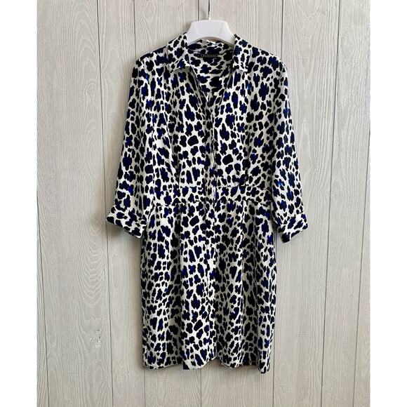 Metaphor Blue Black Leopard Print Dress Size 10 NWT - Picture 1 of 5